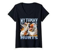 Mujer Me duele la barriga, divertido meme de ganso, gráfico pirateado del Y2K Camiseta Cuello V