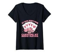 Mujer Me Duele la Espalda por Llevar a mi compañero de Puente Camiseta Cuello V