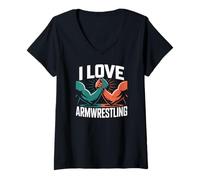 Mujer Me Encanta Armwrestling Strength Challenge Camiseta Cuello V