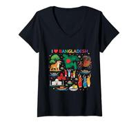 Mujer Me Encanta Bangladesh Orgulloso Bangladesh Raíces Cultura Camiseta Cuello V
