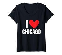 Mujer Me Encanta Chicago Illinois Deep Dish River Windy City 312 773 Camiseta Cuello V