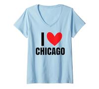 Mujer Me Encanta Chicago Illinois Deep Dish River Windy City 312 773 Camiseta Cuello V
