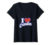 Mujer Me Encanta Cranston Rhode Island Camiseta Cuello V