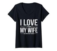Mujer Me Encanta Cuando mi Esposa me Deja Jugar al póquer Divertido Camiseta Cuello V