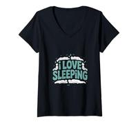 Mujer Me Encanta Dormir soñoliento Entusiasta de la Siesta Camiseta Cuello V