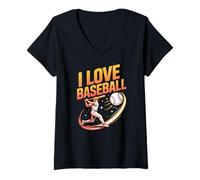 Mujer Me Encanta el Arte de Jugadores entusiastas del béisbol Camiseta Cuello V