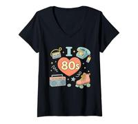 Mujer Me encanta el arte retro de Sweet Memories de los 80 Camiseta Cuello V