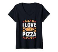 Mujer Me Encanta el diseño de Pizza Fanatics Delight Camiseta Cuello V