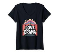 Mujer Me Encanta el Drama Teatro Escenario Actor Teatro Vida Camiseta Cuello V