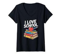 Mujer Me encanta el entusiasmo escolar Aprendizaje Pasión Camiseta Cuello V