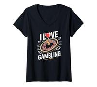Mujer Me encanta el entusiasta del casino de juegos de azar Camiseta Cuello V