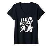 Mujer Me Encanta el espíritu Entusiasta del Hockey Camiseta Cuello V