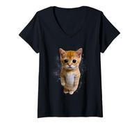 Mujer Me Encanta El Gato, Meme Divertido, Gato Triste Que llora Camiseta Cuello V