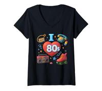 Mujer Me encanta el gráfico retro de los 80 Fun Times de los 80 Camiseta Cuello V