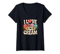 Mujer Me Encanta el Helado Colorful Delight Camiseta Cuello V