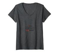 Mujer Me Encanta el Juego: Deportes Pasión Multideporte Camiseta Cuello V, Jaspeado Oscuro, S