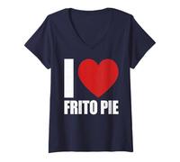 Mujer Me Encanta el Pastel Frito, corazón Rojo, Taco, Comida, Cocina Americana Camiseta Cuello V
