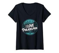 Mujer Me encanta el patrimonio del paisaje urbano de Filadelfi Camiseta Cuello V