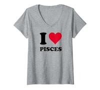Mujer Me encanta el pescado Camiseta Cuello V