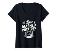 Mujer Me Encanta el puré de Papas Foodie para los Amantes de Las Papas Camiseta Cuello V