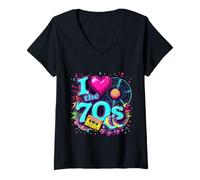 Mujer Me Encanta el Rollo de Casete Retro de los 70, Vinilo con Vibraciones nostálgicas Camiseta Cuello V