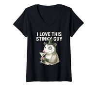 Mujer Me Encanta Este Chico apestoso, Humor, Amante de la zarigüeya Salvaje, Animal Divertido Camiseta Cuello V