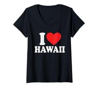 Mujer Me Encanta Hawaii Aloha Tropical Hawaiian Island Beach Surfer Camiseta Cuello V