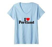 Mujer ME Encanta Heart Portland Oregon Maine Camiseta Cuello V