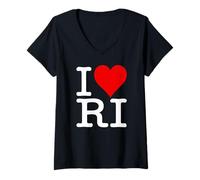 Mujer ME Encanta Heart Rhode Island RI Camiseta Cuello V