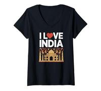 Mujer Me encanta India Taj Mahal Paisley Heritage Pride Camiseta Cuello V