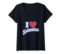 Mujer Me Encanta Kalamazoo Michigan Camiseta Cuello V
