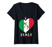 Mujer Me Encanta la Bandera de Italia en Forma de corazón, Orgullosa Madre, papá, tía, niño, Abuela Camiseta Cuello V