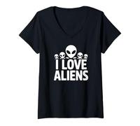 Mujer Me Encanta la conexión Extraterrestre de los Extraterrestres Camiseta Cuello V