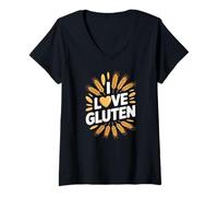 Mujer Me encanta la diversión de harina para entusiastas del trigo y gluten Camiseta Cuello V