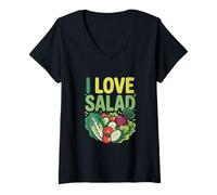 Mujer Me Encanta la Ensalada Verduras Frescas Entusiasta de la Salud Camiseta Cuello V