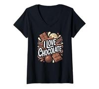 Mujer Me Encanta la obsesión del Chocolate Dulce Camiseta Cuello V