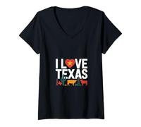 Mujer Me Encanta la Plataforma petrolífera para Ganado Texas Cactus Camiseta Cuello V
