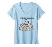 Mujer Me Encanta la Responsabilidad abrumado Oficina Stick Hombre Humor Camiseta Cuello V