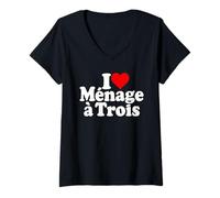 Mujer ME Encanta Menage A Trois TRÍOS Camiseta Cuello V