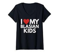 Mujer Me Encanta mi Patrimonio Cultural del Orgullo Asiático Negro Blasian Kids Camiseta Cuello V