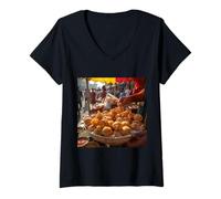 Mujer Me Encanta Pani Puri Street Food Golgappa Gupchup Phuchkta Camiseta Cuello V