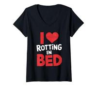 Mujer Me Encanta pudrirse en la Cama Hurkle Durkle Gen-Z Lazy Day Camiseta Cuello V