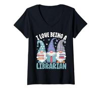 Mujer Me encanta ser bibliotecario Camiseta Cuello V