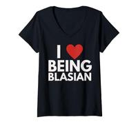 Mujer Me Encanta ser blasiano, Negro, Orgullo asiático, Patrimonio Cultural Camiseta Cuello V