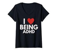 Mujer Me Encanta Ser Conciencia TDAH Divertido Neurodivergente Neuropicante Camiseta Cuello V