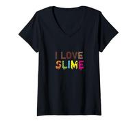 Mujer Me encanta Slime, para amantes del arte vintage y manualidades, linda reina del limo Camiseta Cuello V
