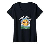 Mujer Me Encanta Sunday Sunshine Happy Vibes Camiseta Cuello V