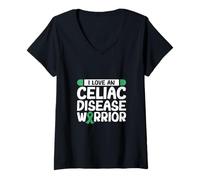 Mujer Me encanta un luchador contra la enfermedad celíaca Camiseta Cuello V