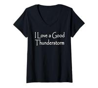 Mujer Me Encanta una Buena tormenta Camiseta Cuello V