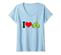 Mujer Me encantan Las Coles de Bruselas Verduras Divertidas Camiseta Cuello V